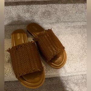 Michael Kors Tan Woven Slide Sandals